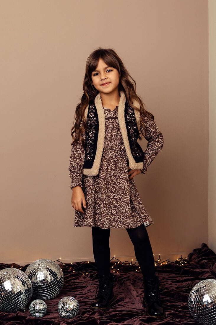 LOOXS aubergine looxs mini jurk 2233-7866