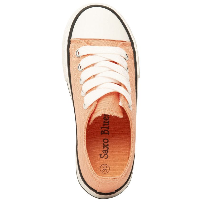 Baskets basses en toile corail avec lacets pour fille - Corail