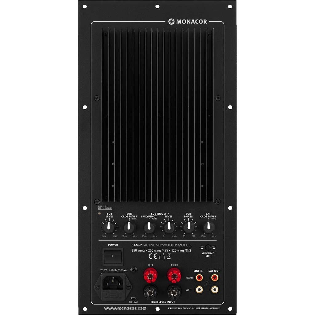 Monacor SAM-2 actieve subwoofer inbouwmodule 200 W