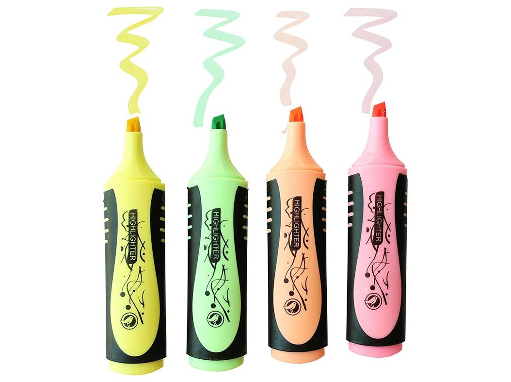 CONJUNTO DE 4 SUBLINHADORES AUCHAN CORES PASTEL