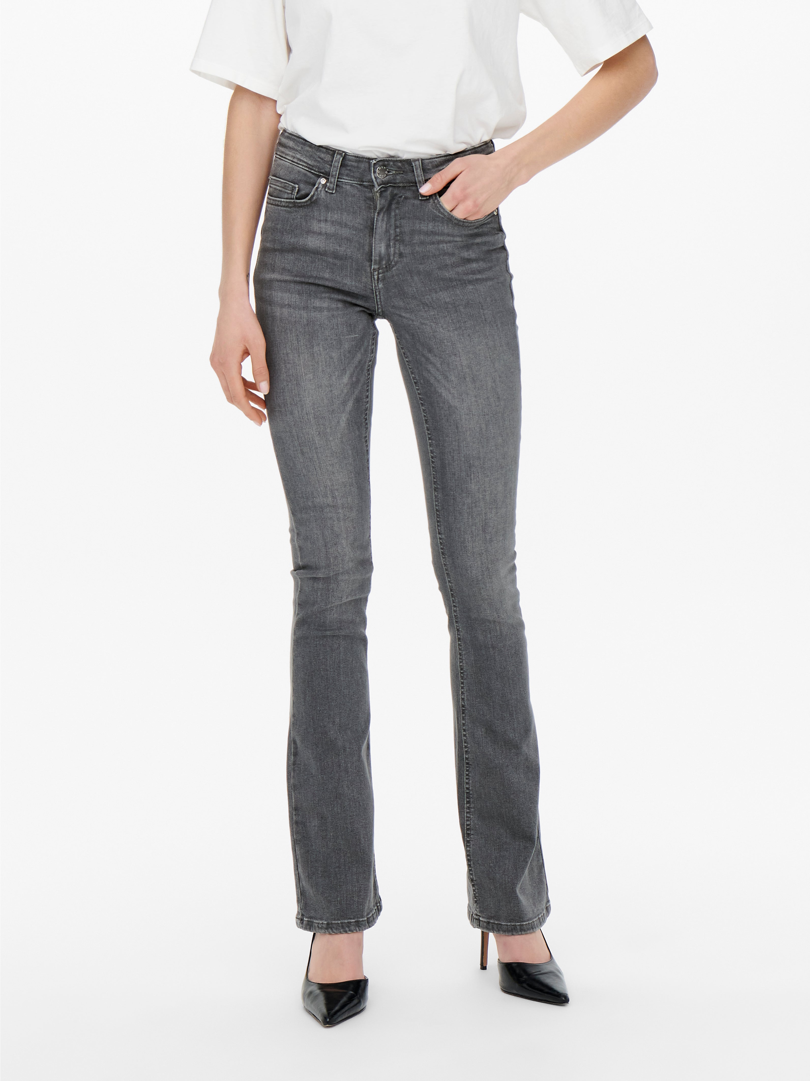 ONLBLUSH Mittlere Taille Ausgestellt Jeans Grey Denim