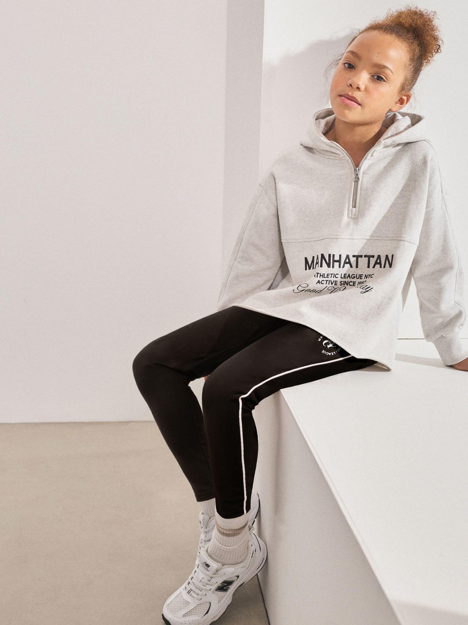 Grijs - Set van hoodie en legging met slogan (3-16jr)
