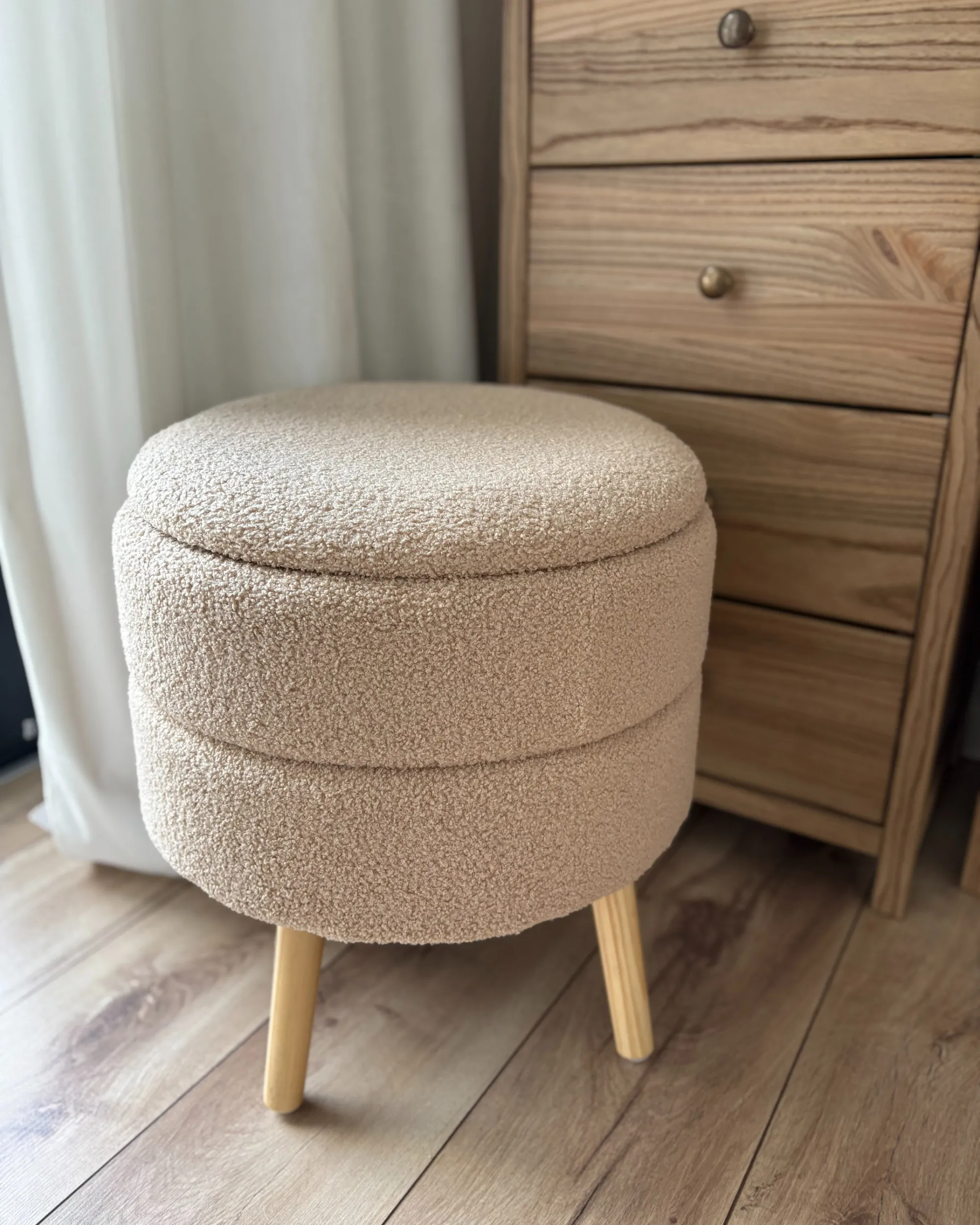 Hocker met opbergruimte OKATON Bouclé Beige