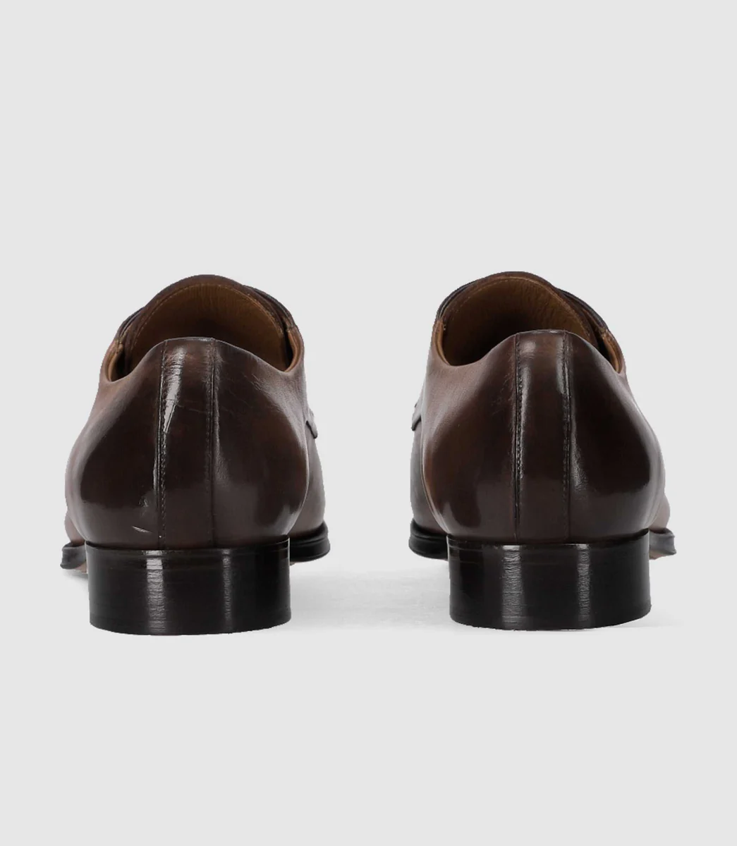 Derby couture en cuir marron clair