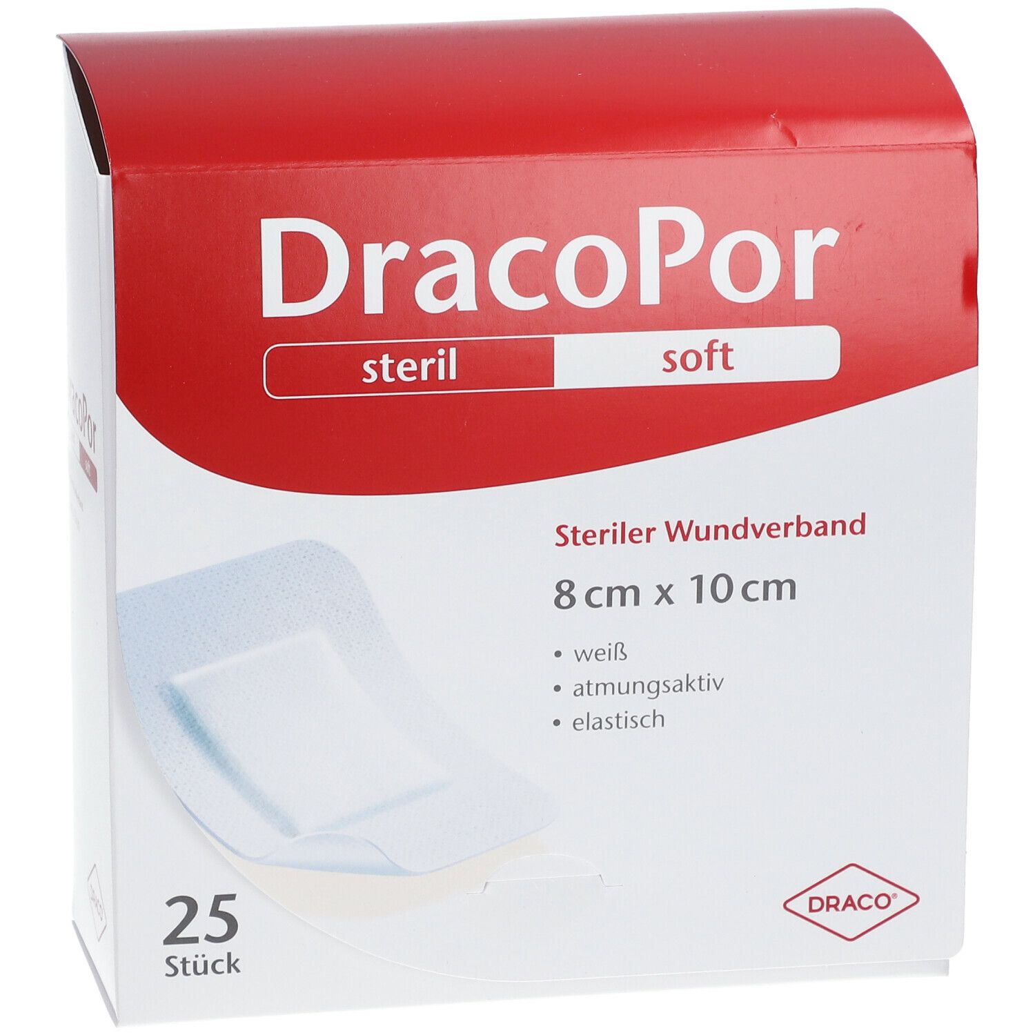 DracoPor Wundverband Soft weiß steril 10 x 8cm