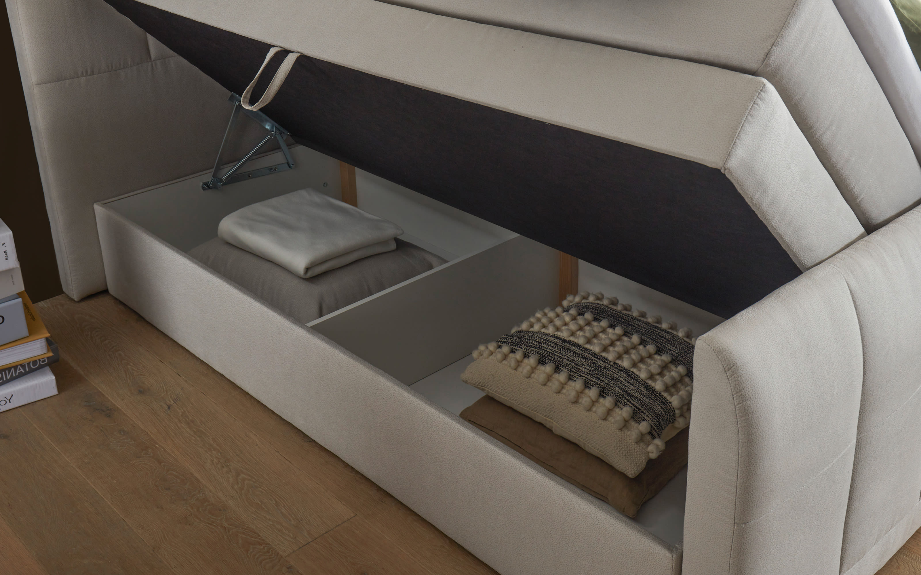 Boxspringbett Girona, creme,160 x 200 cm,mit Tonnentaschenfederkern-Matratzen