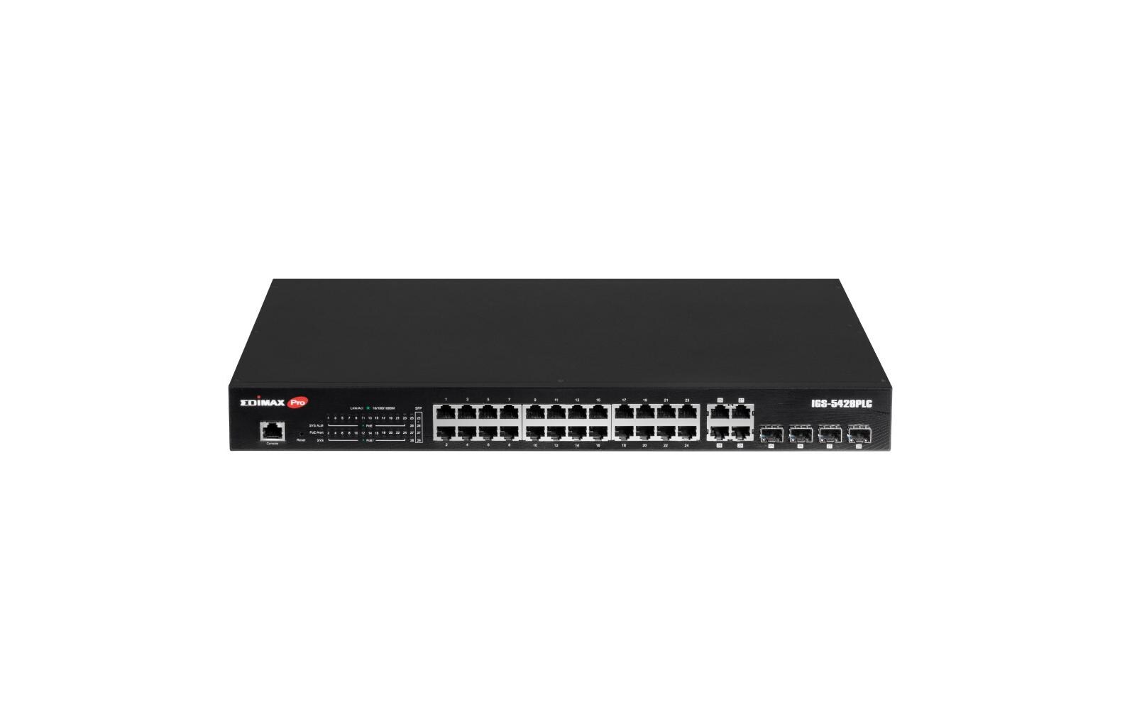 PoE+ Switch IGS-5428PLC 28 Port<br>Industrieller VLAN 28-Port Gigabit PoE+ Web Smart Switch mit 4 Gigabit RJ45/SFP Combo Ports