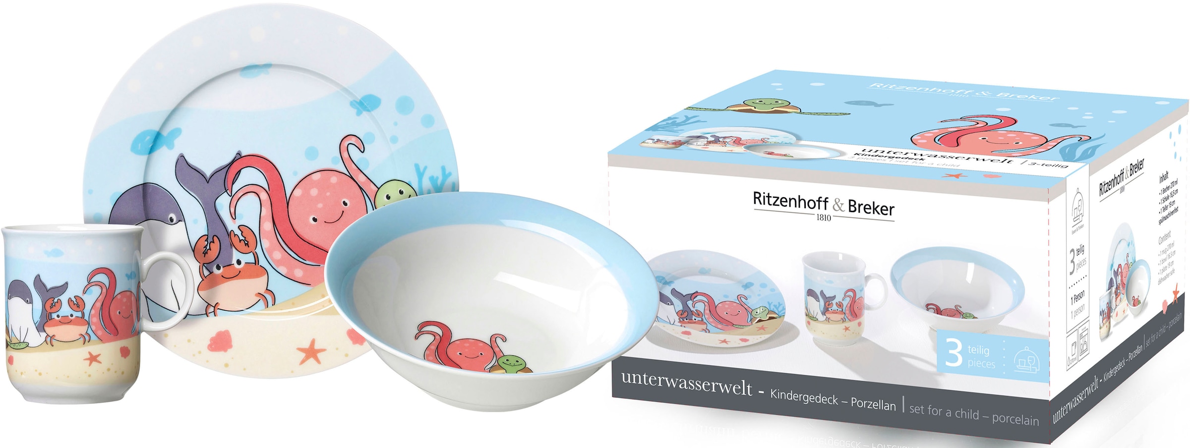Ritzenhoff & Breker Kindergeschirr-Set »Unterwasserwelt« im dekorativen Geschenkkarton