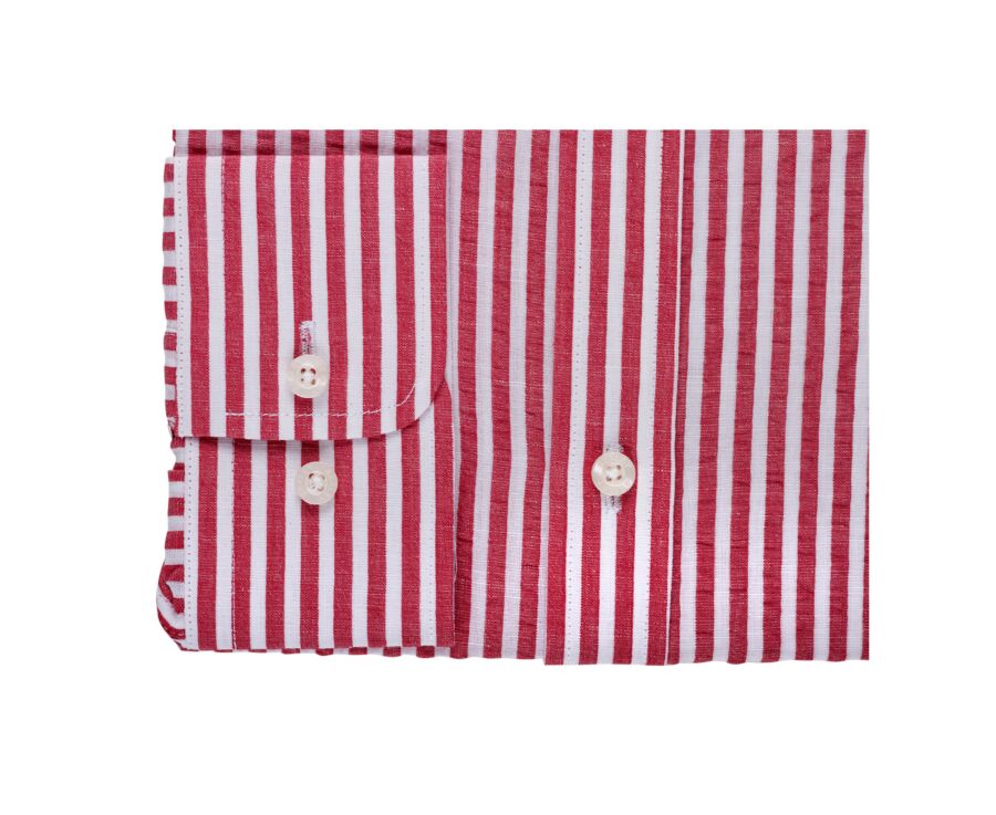 Chemise coton lin à rayures rouges et blanches - SYLVANDRE