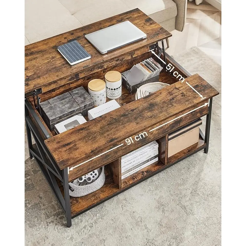 Koffietafel, salontafel met hefblad voor in de woonkamer