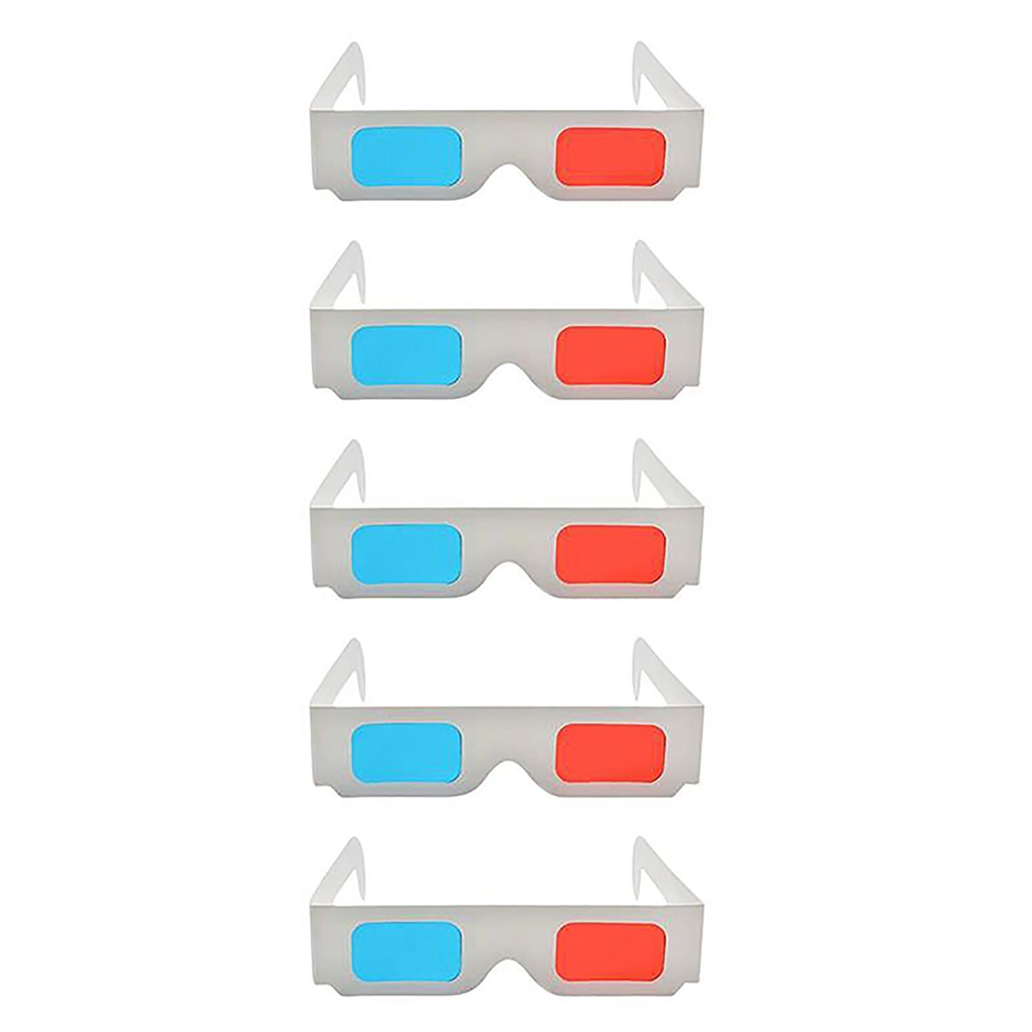 TPFNet Anaglyphenbrille 3D Brille Pappe Weiß - 5 Stück