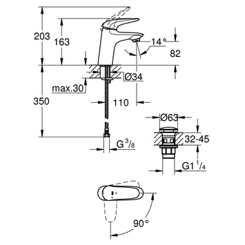 Grohe Wastafelkraan Wave S Chroom