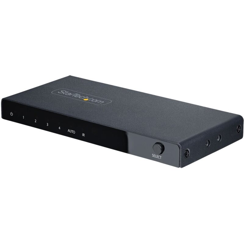 StarTech.com Switch HDMI 8K à 4 ports - Switch HDMI 2.1 4K 120Hz HDR10+, 8K 60Hz UHD - Commutateur/Switch HDMI 4 In 1 Out - Commutation de Source Auto/Manuelle - Adaptateur d'Alimentation et Télécommande Inclus