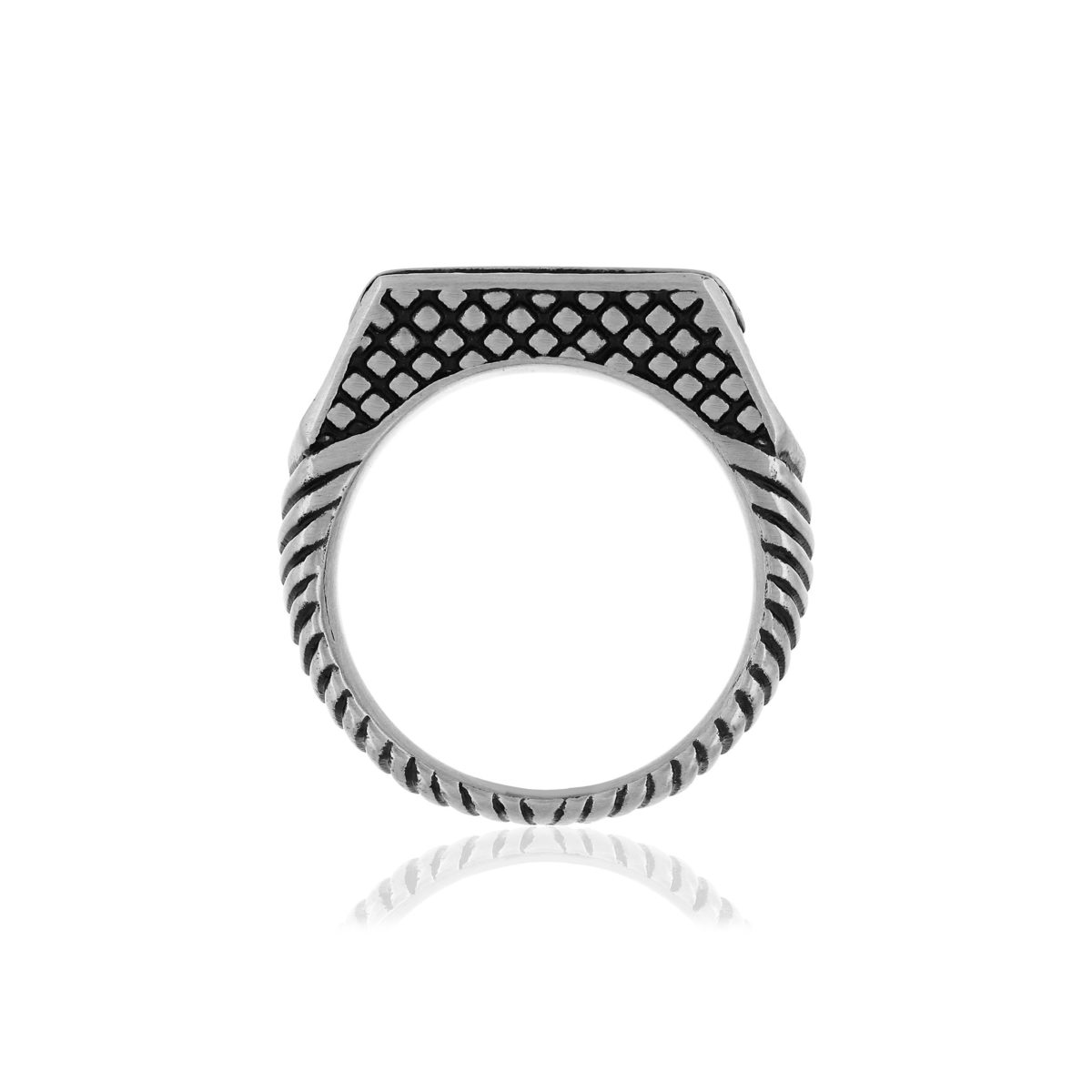 Bague acier motif reptile