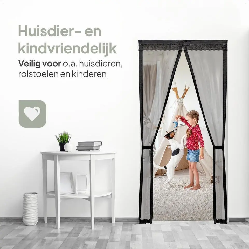 O'DADDY Deurgordijn Deluxe FIBER - Magnetisch Vliegengordijn 100x210 Zwart
