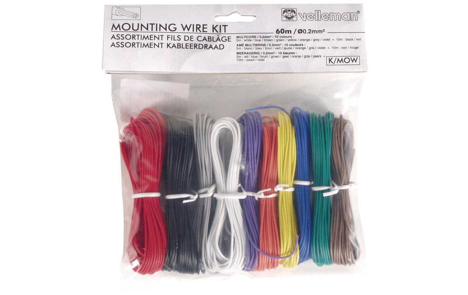 Kabel K/MOW Litze 0.2mm², 60m, 10 Stück60 Meter, 10 Farben