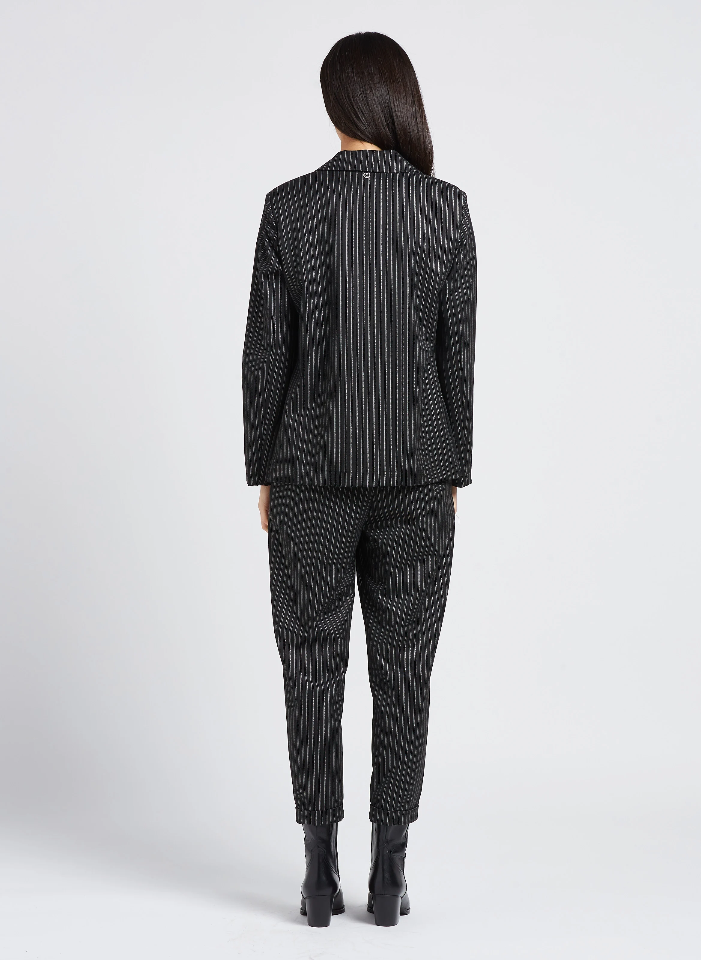 Blazer col tailleur à rayures| Noir