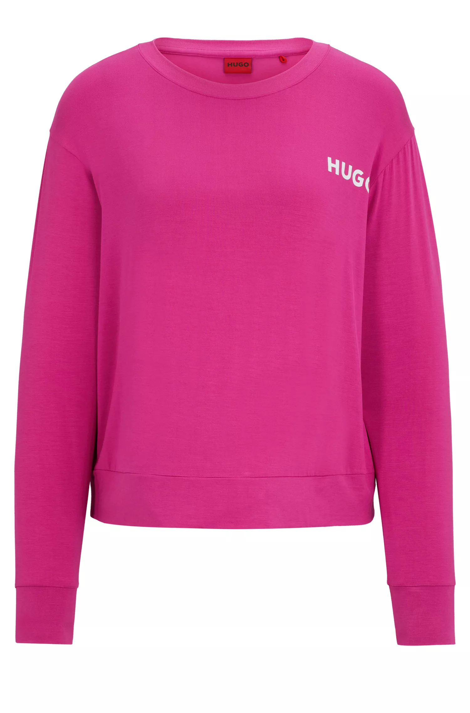 HUGO Vermelho - Blusa de pijama de modelagem relaxada com logotipo contrastante