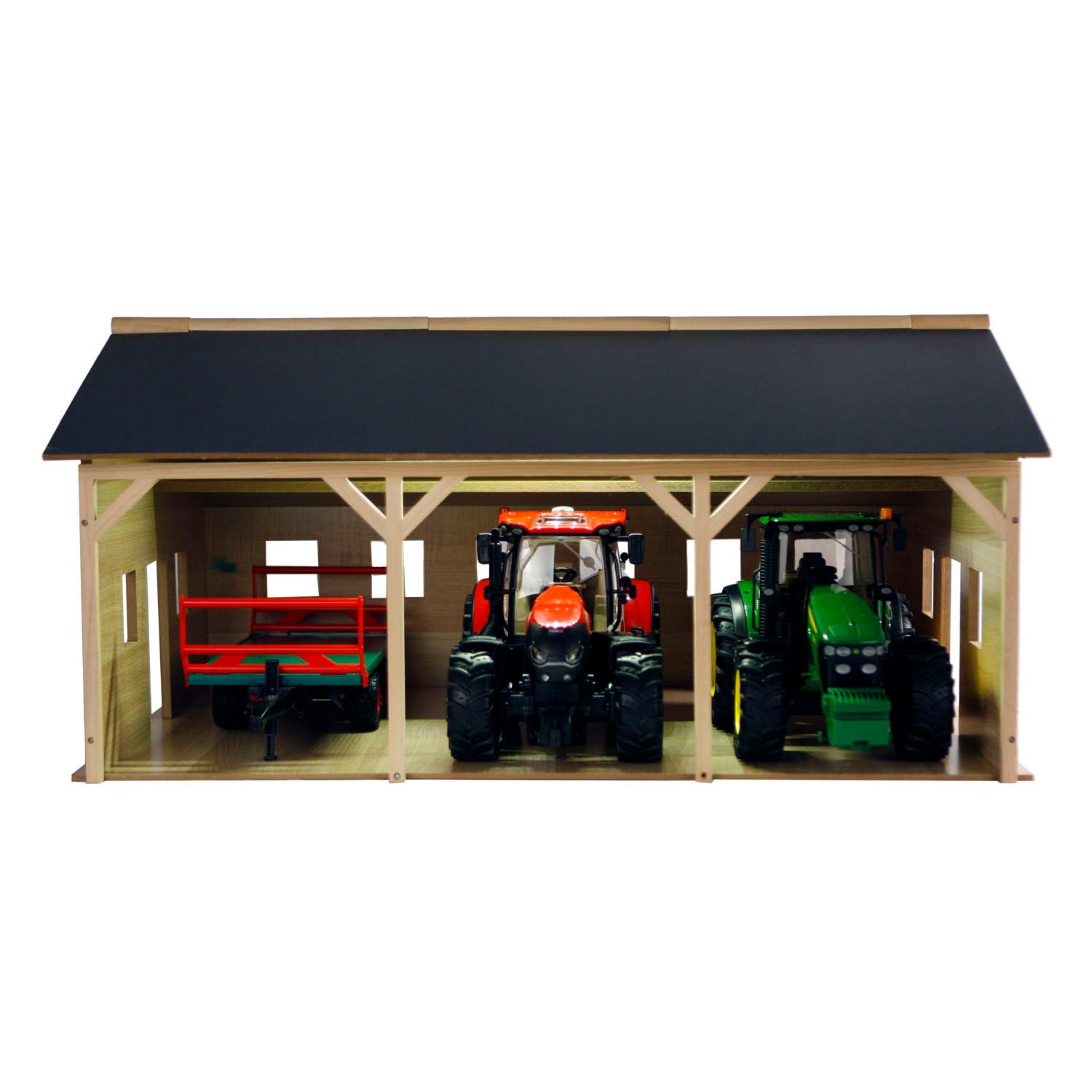 Kids Globe Landbouwloods Hout Voor 3 Tractoren, 1:16