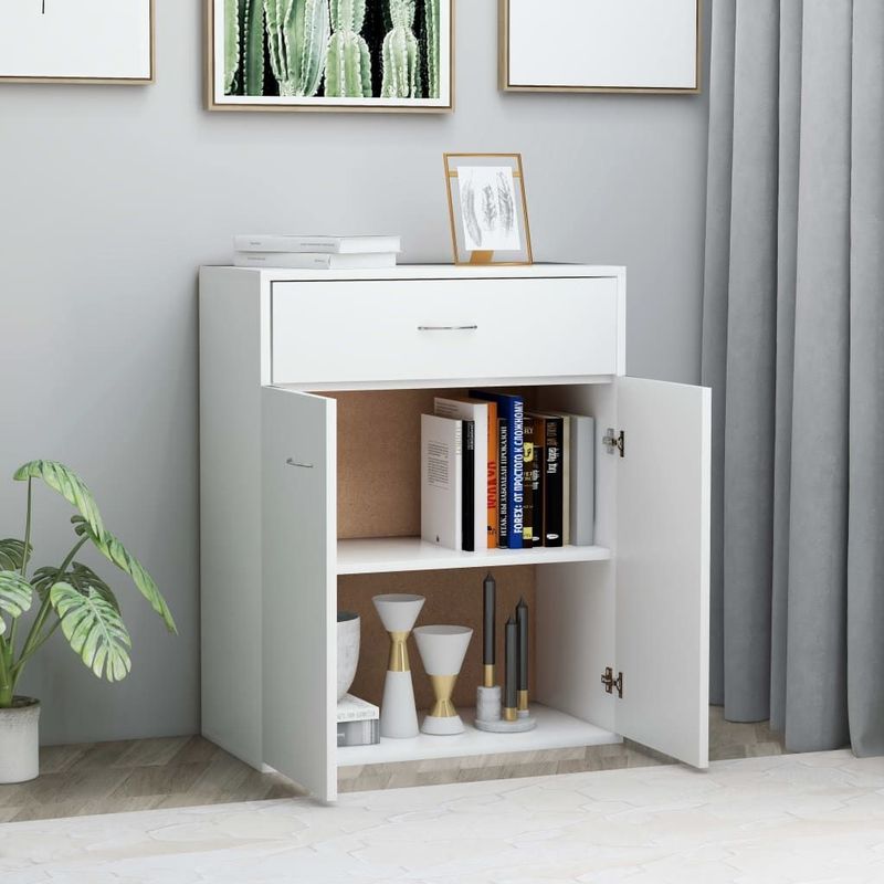 vidaXL - Dressoir - Wit - Bewerkte Hout - 2 Deuren en Lade