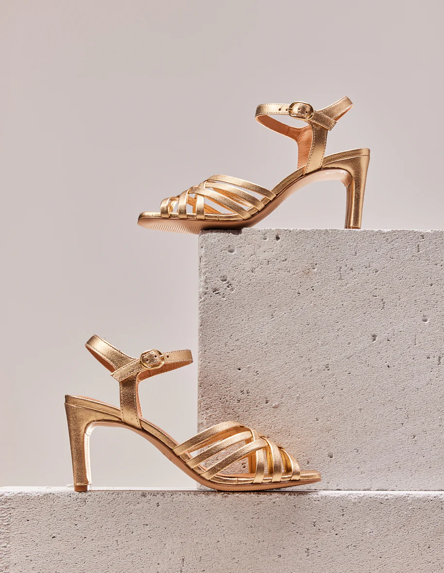 Sandales à talons Lise - Cuir doré