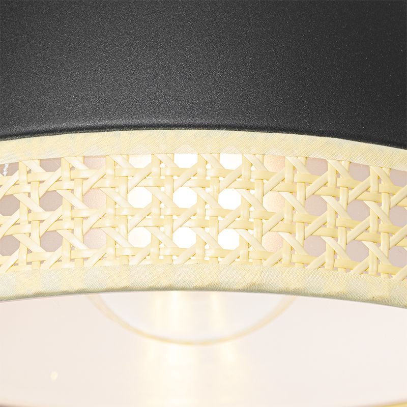 Oosterse hanglamp zwart met rotan 30 cm - Magna Rotan