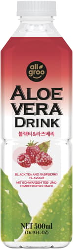 ALLGROO Aloe Vera Drink mit Schwarzem Tee und Himbeere