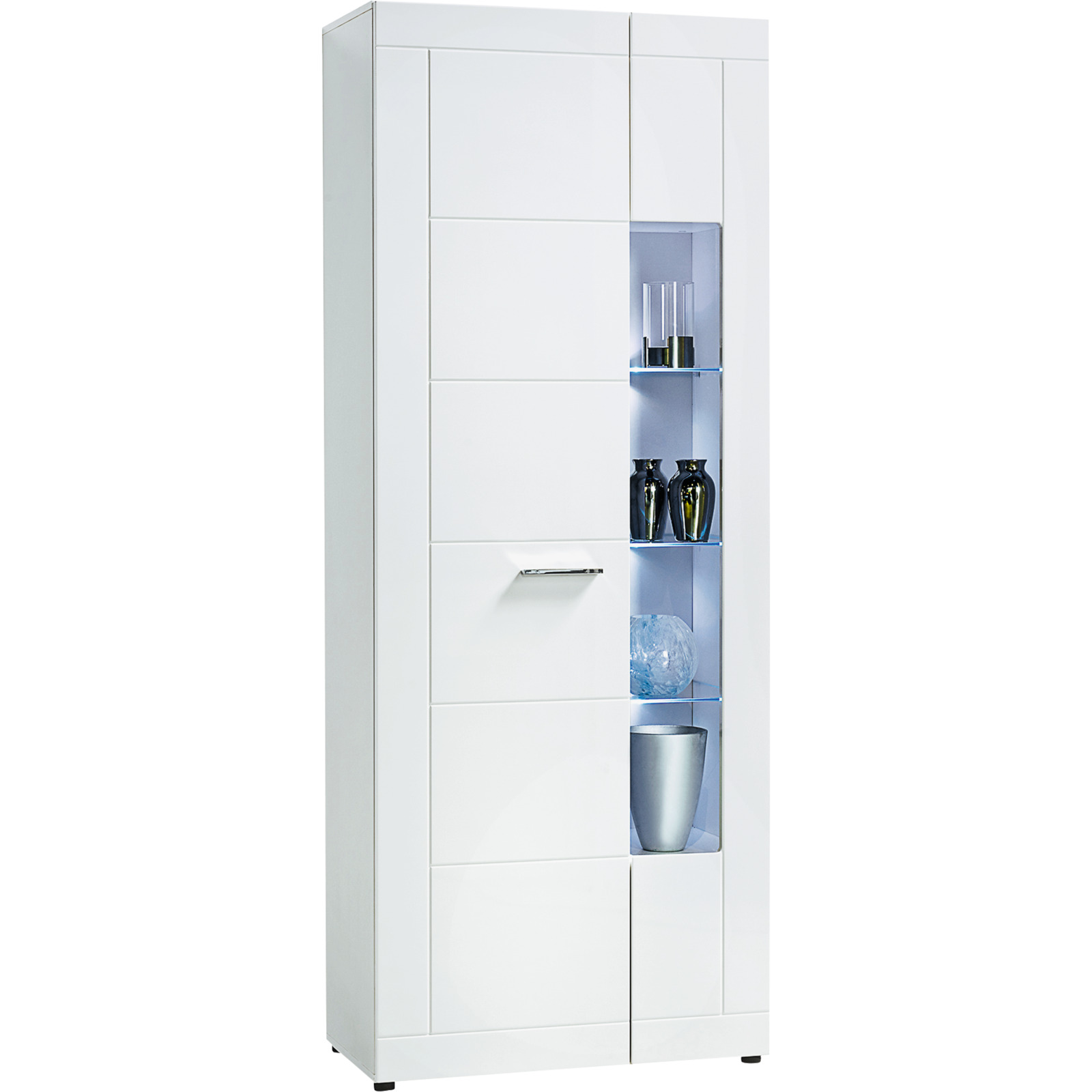 Vitrine Atlantis Dekor MDF weiss 75 x 194 x 40 cm