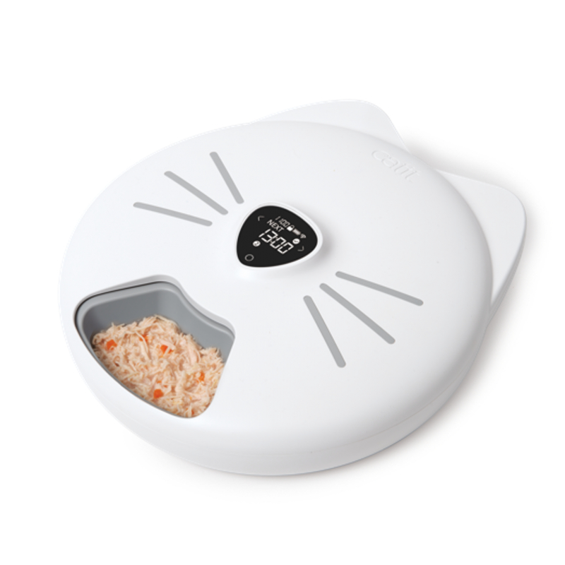 Alimentador automático Catit PIXI com capacidade para 6 porções para gatos.