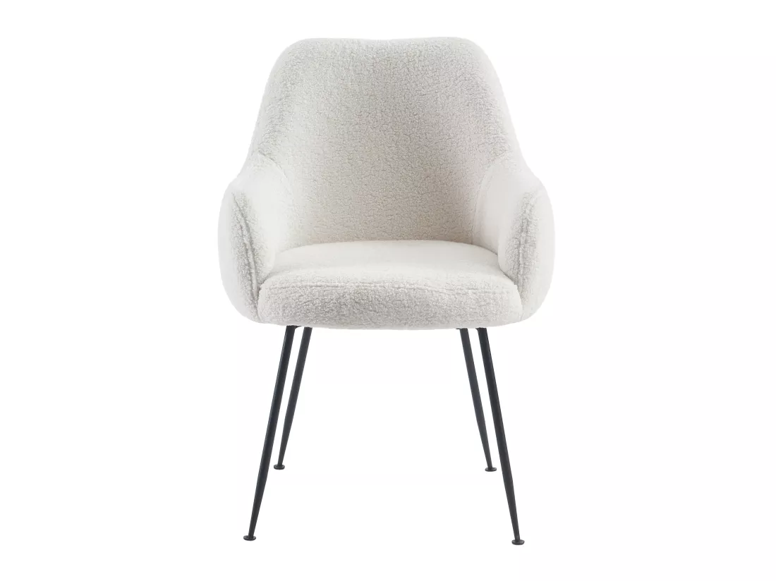 Lot de 2 chaises avec accoudoirs en tissu bouclette et métal - Blanc - TOYBA de Pascal Morabito