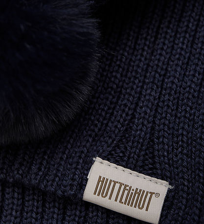 Huttelihut Elefanthue - Uld/Bomuld - Strik - 2-lags - Dark Navy