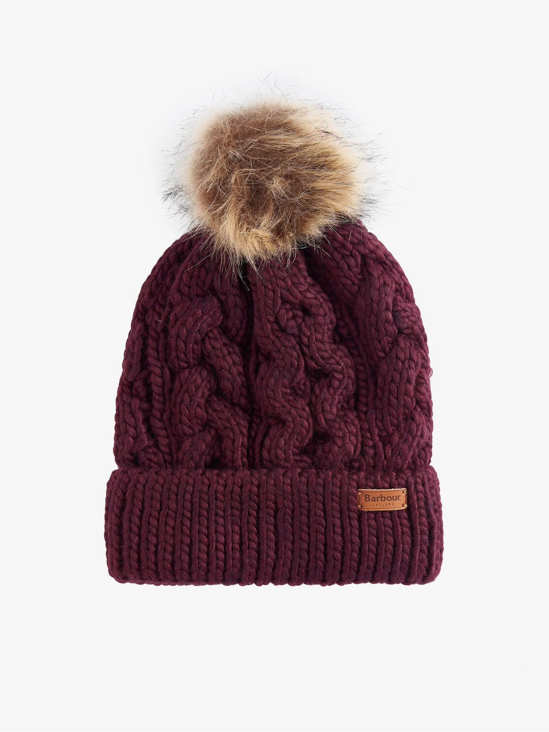 Rood - Barbour® Penshaw Beanie-muts met pompon