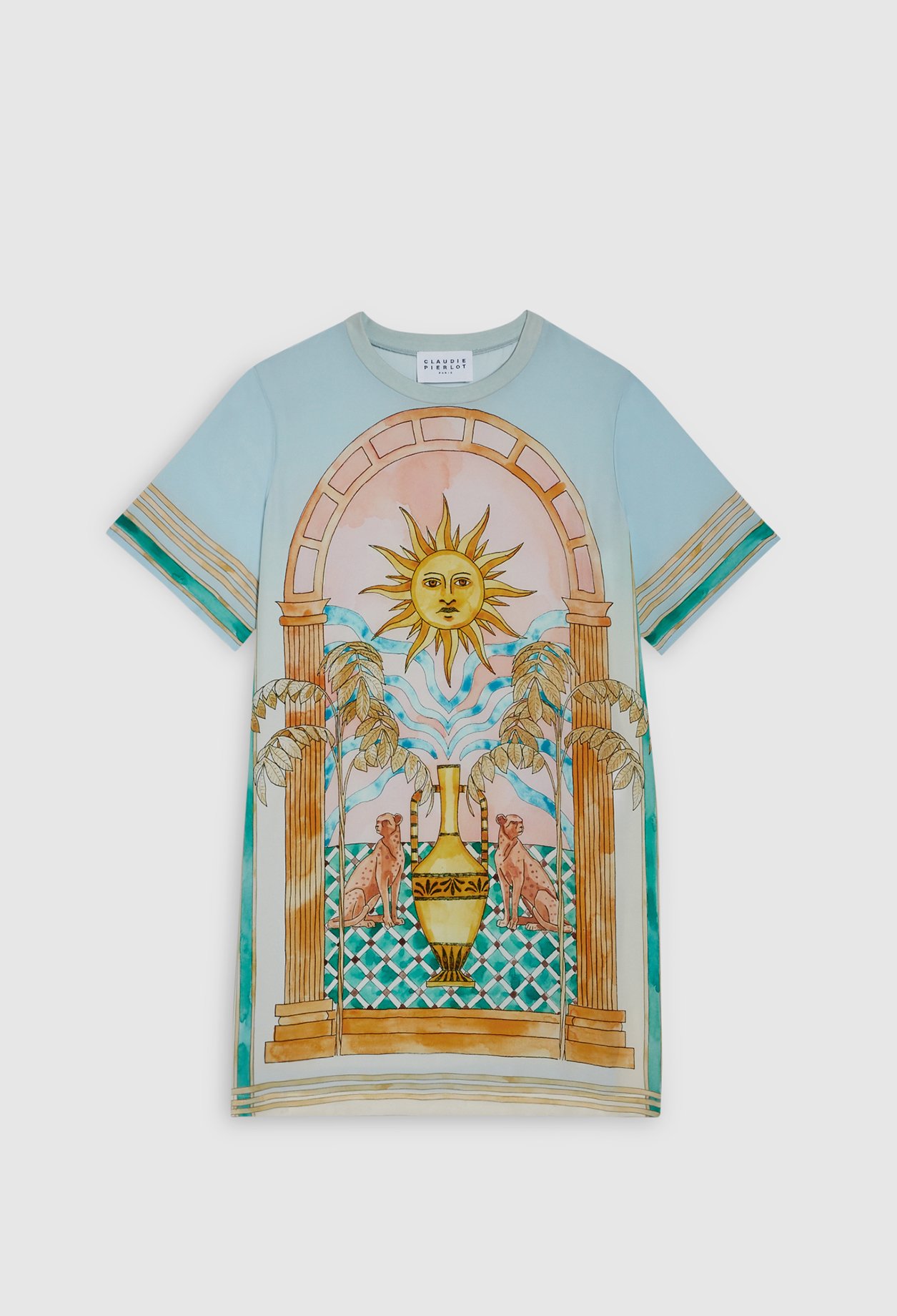 Robe t-shirt soie printee