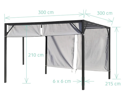 Pergola Tuinplaats 300 x 300 x 215 cm wit