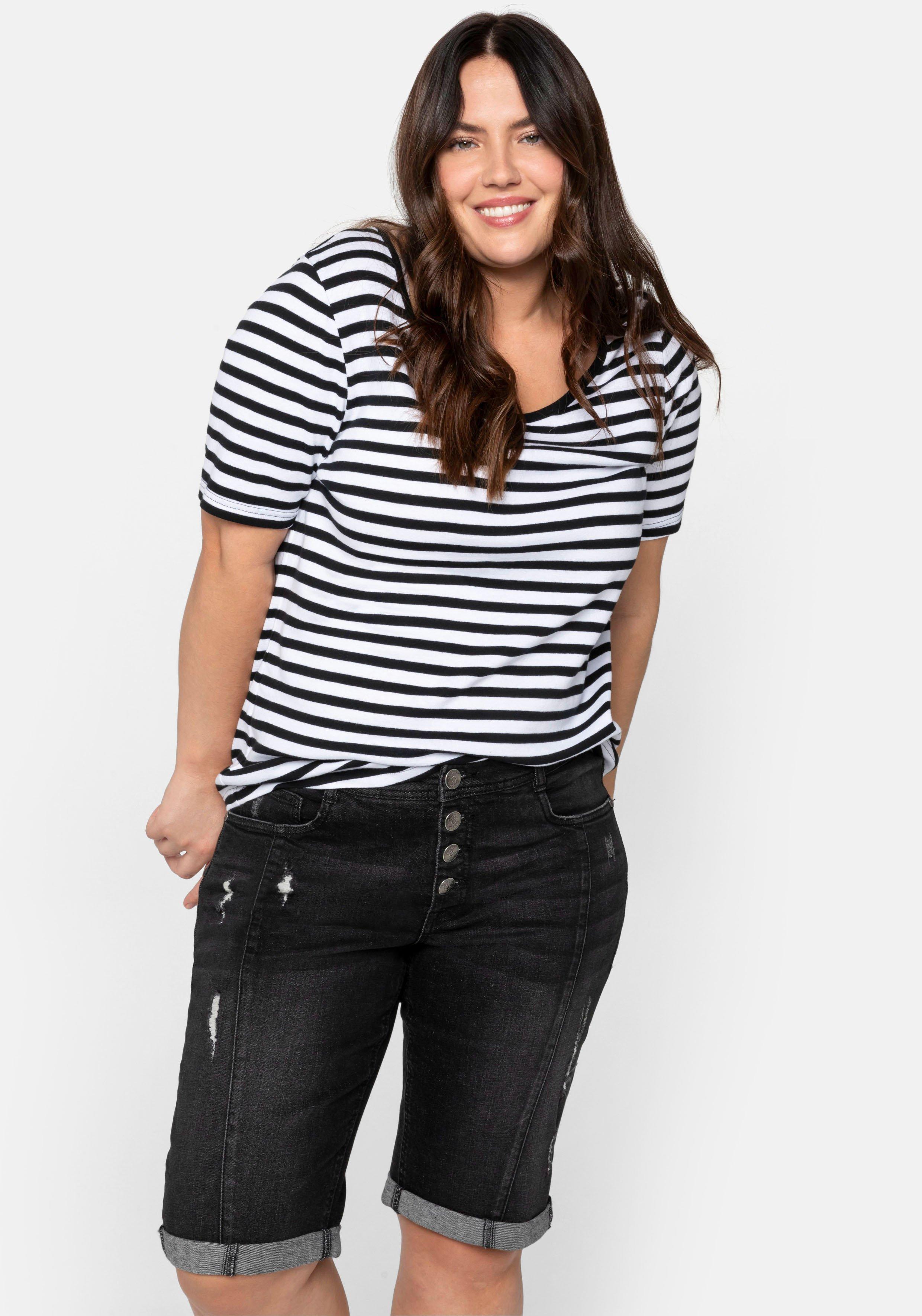 Jeansbermudas im Used-Look