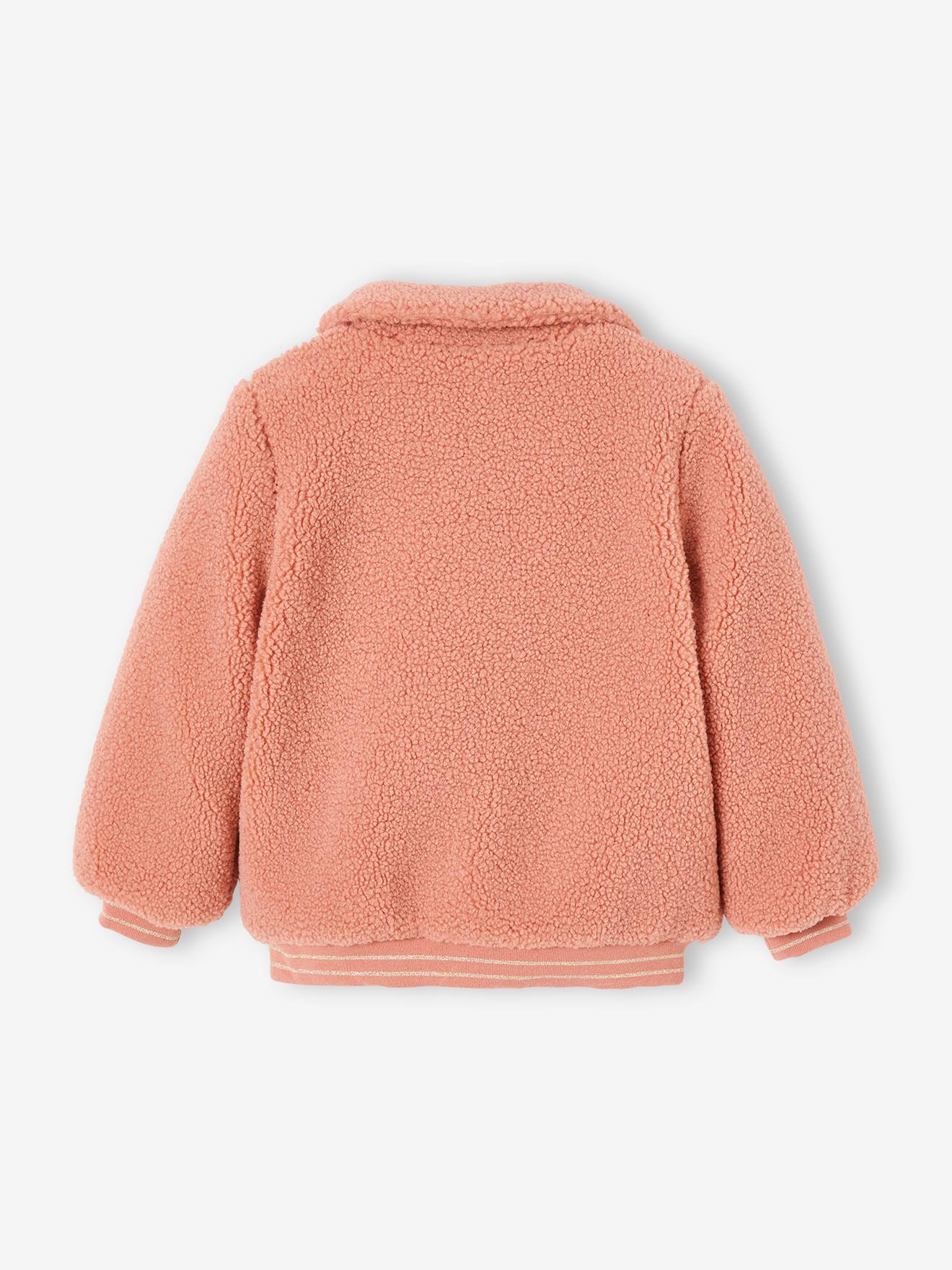 Casaco teddy rosa de sherpa para meninas