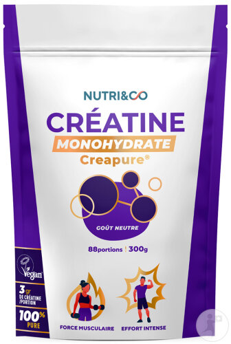 Nutri&Co Créatine Monohydrate Creapure 100% Pure Goût Neutre Poudre 300g