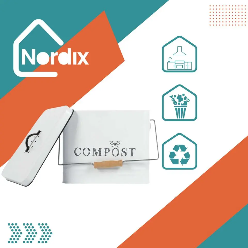 Nordix Compostbak met Deksel Set van 2 GFT Afvalbakje Aanrecht Keuken Prullen...