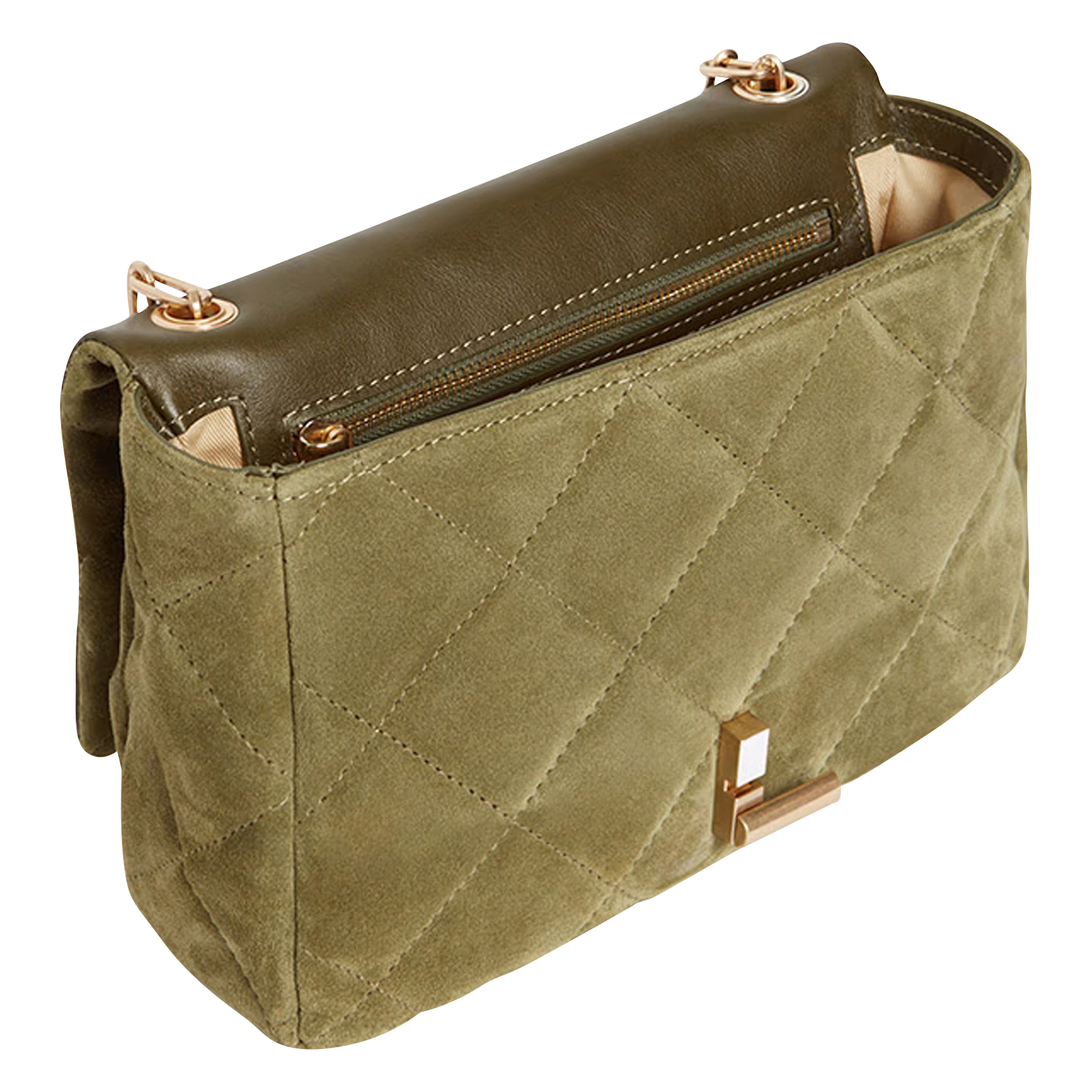 MOON MM - Sac bandoulière matelassé en cuir | Vert