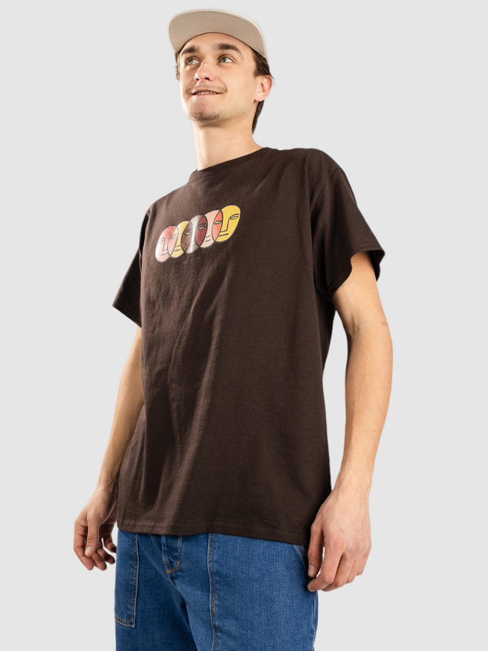 Autumn Headwear Faces T-Shirt brown