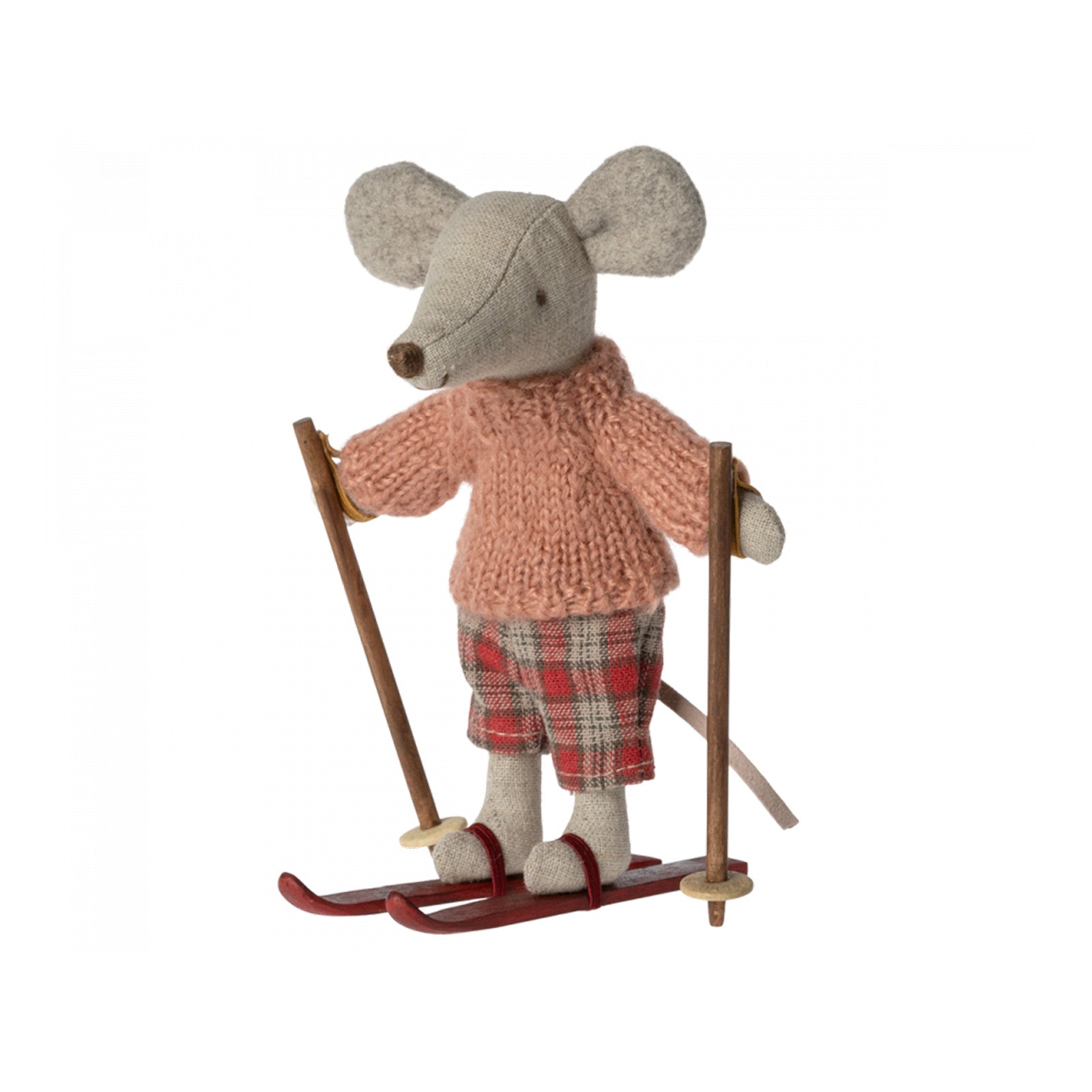 Maileg Wintermaus grosse Schwester mit Ski und Stöcken