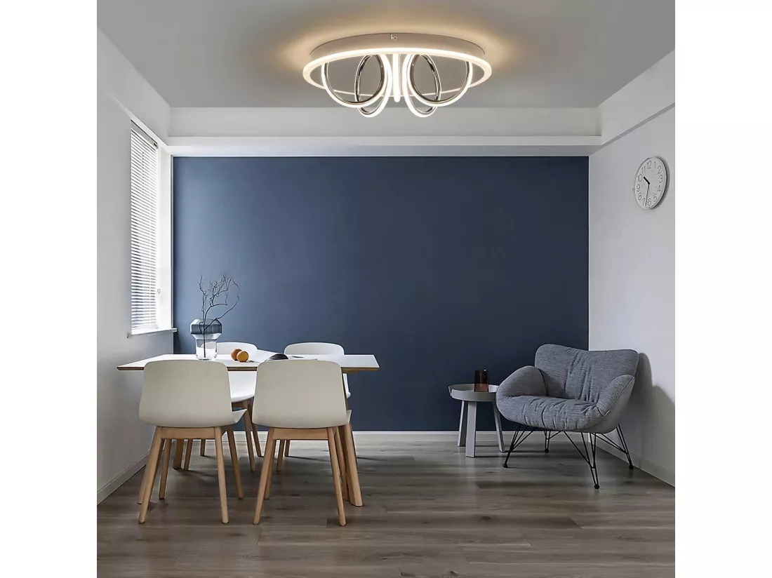 NETTLIFE Plafonnier LED Salon Lumière Blanc Chaud 41W, 3000 K, 43 x 12,5 cm Lampe moderne pour chambre à coucher chambre d'enfant, cuisine couloir