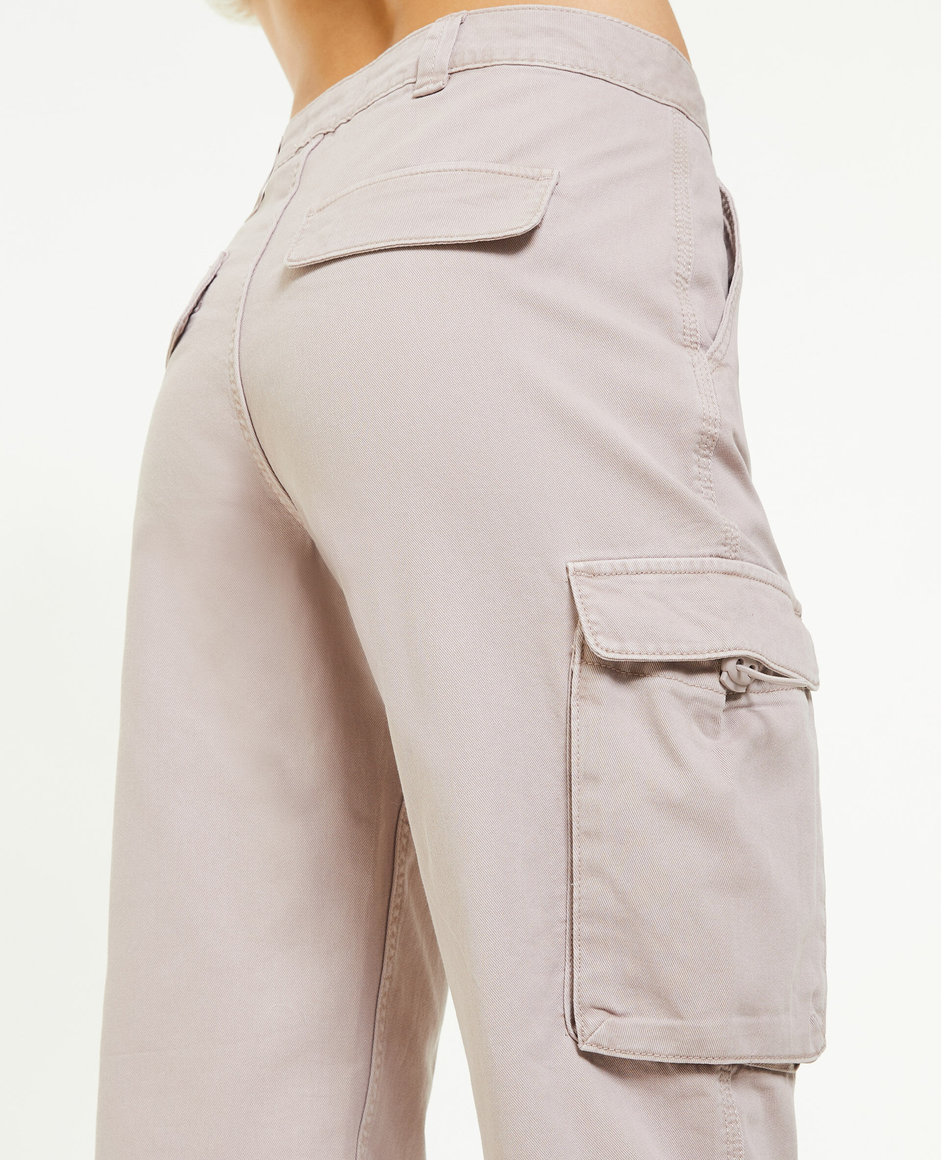 Pantalon cargo taille basse - Lilas