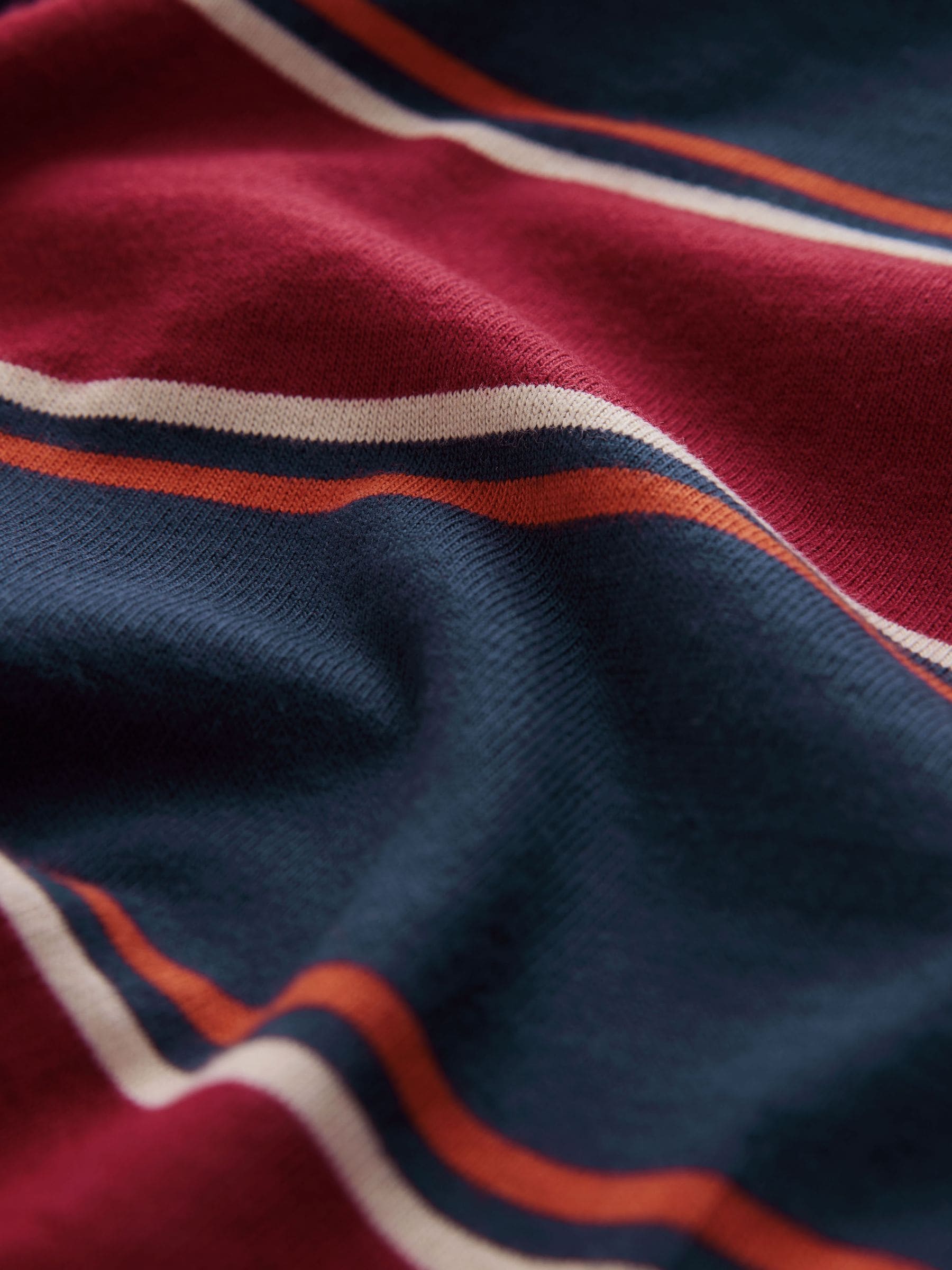 Bordeauxrood-marineblauw gestreept - Rugbyshirt