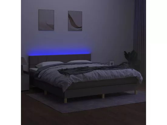 Sommier tapissier avec matelas et LED Taupe 180x200 cm Tissu