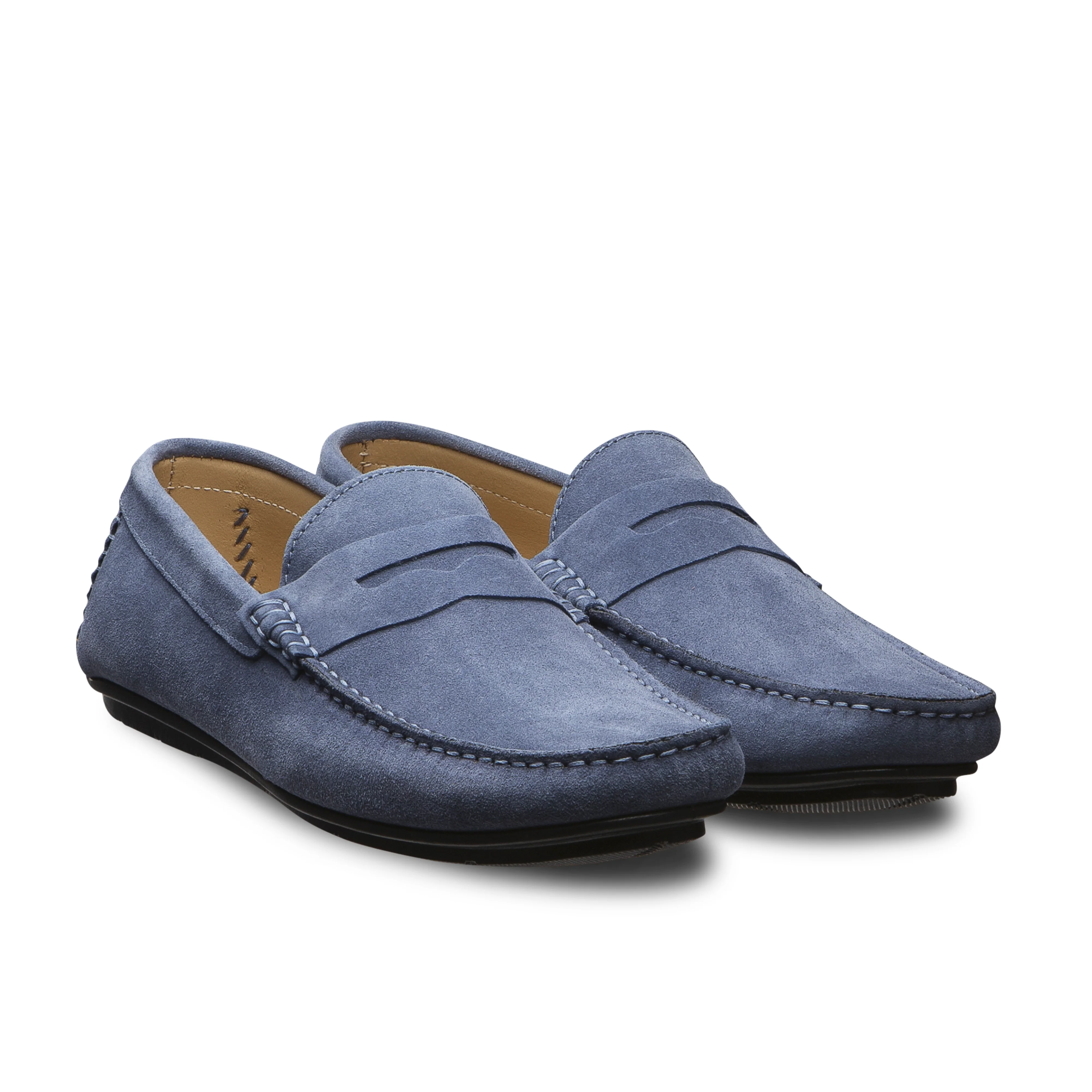 Mocassin d'été driver homme velours bleu ciel Fiorano 700