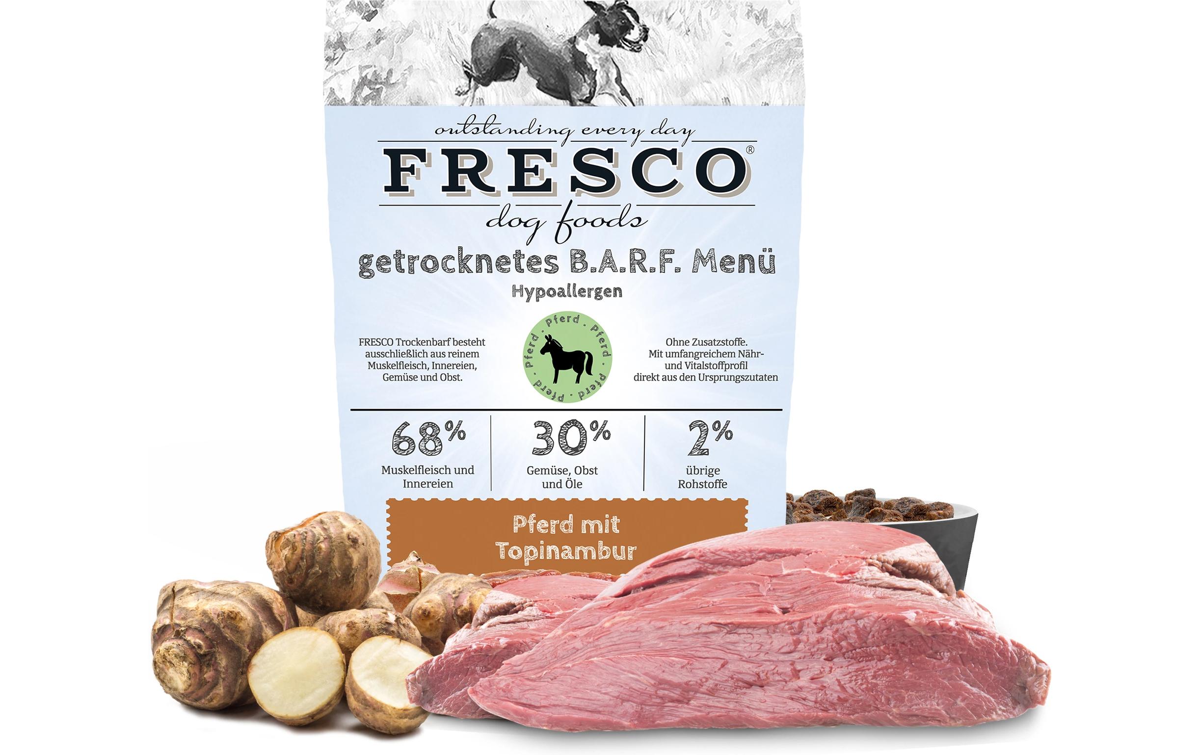 Trockenfutter Hypoallergen-Menü Pferd mit Topinambur, 5 kg<br>Luftgetrocknetes BARF Futter für ausgewachsene Hunde