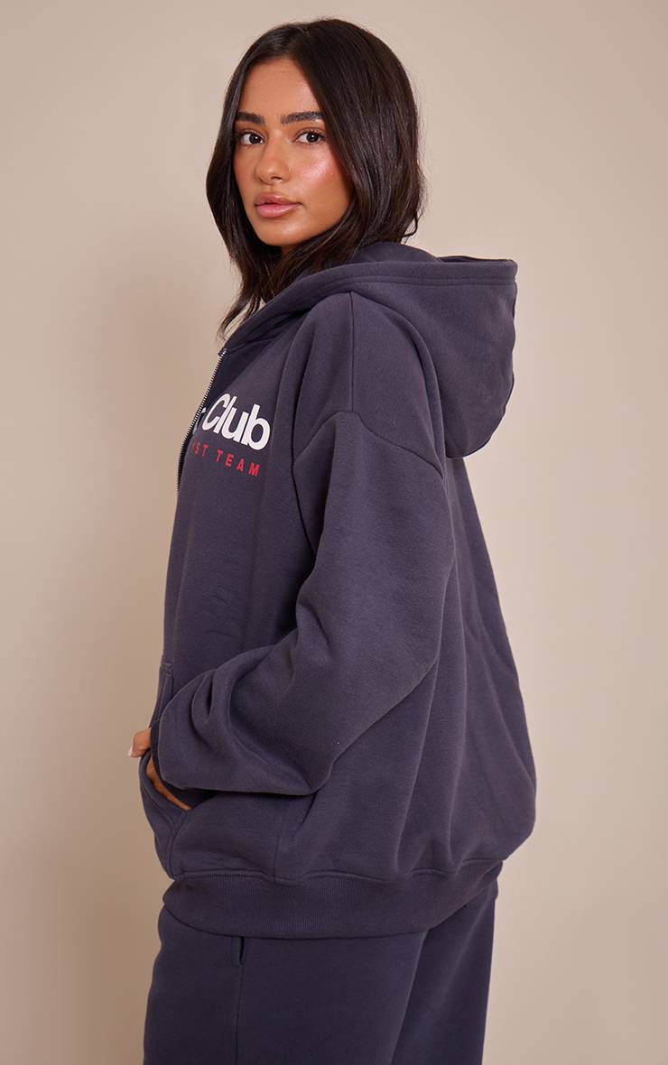Bleu Marine Veste Zippée Imprimée Sports Club Petite