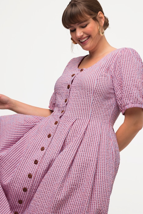 Kleid, Bubble-Qualität, Vichykaro, Rundhals, Halbarm