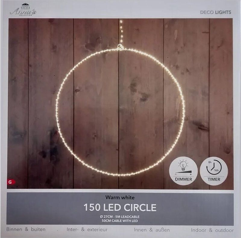Anna's Collection Decoratie Zilverraadverlichting met Timer - Circle - 150 LED's - 27 cm - Warm Wit
